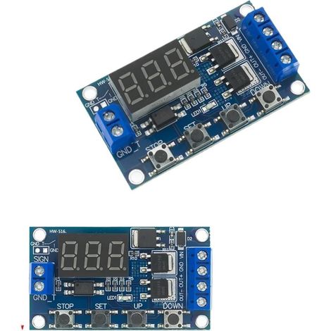 Relais temporisé numérique avec double transistor MOS et LED (1/4)