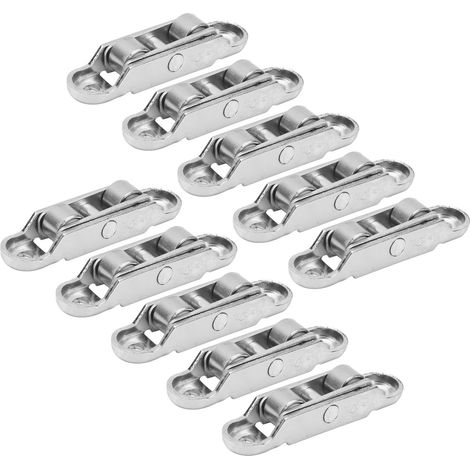 20 roulettes pour portes et fenêtres coulissantes, roulettes plates doubles, plastique/acier, flexibles, pour pousser et tirer (1/5)