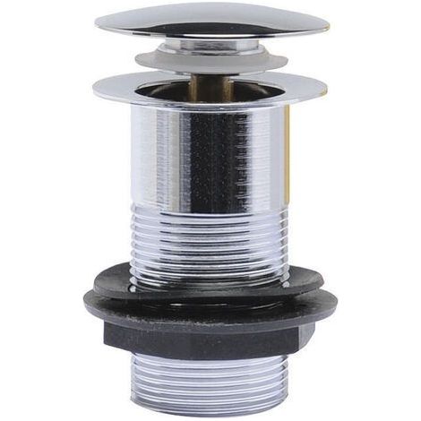 Nuie Easy-Clean Push Button Basin Waste Chrome - Unslotted (For Basins with No Overflow) (1/5)