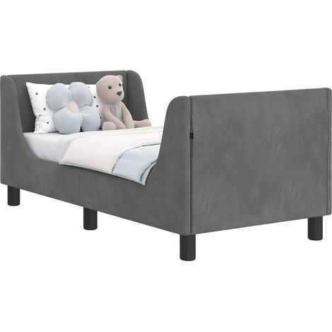 Toddler Bed Frame with Headboard Dark Grey 70 x 140 cm Velvet vidaXL