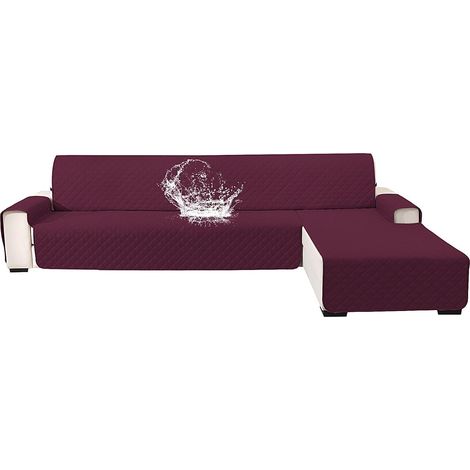 Impermeable Housse De Canapé d'angle 3 Places, Couverture Canapé Angle Deco Noel Réversible, Housse Canape d'angle avec Accoudoirs, Protection Chat Chiens Griffures, Bordeaux (1/5)