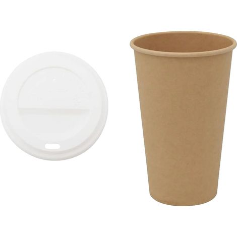 Vasos de papel, capacidad de 473 ml (16 oz), incluye tapa, color verde militar. (1/2)
