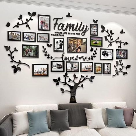 Arbre Stickers Muraux Arbre de vie Photo Mural 3D Arbre Sticker Mural avec Cadre Photo Salon