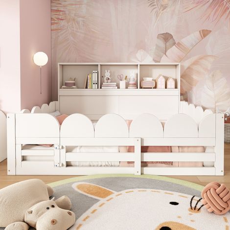 cama infantil suelo con estantería 140x200 madera OKMYHOME (1/5)