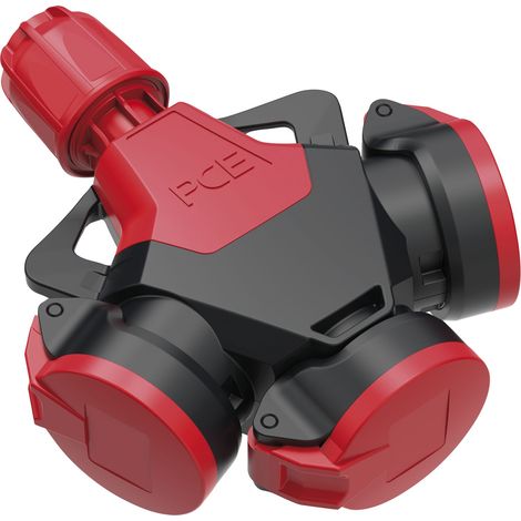 PCE 3-Wegekupplung TAURUS2 3-polig mit Deckel LED IP54 - Robuste Vollgummi-Kupplung (1/4)