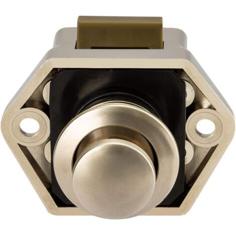 Loquet à bouton-poussoir - Serrure sans clé pour meubles, placards et portes de camping-cars, caravanes et mobil-homes (2 pièces, nickel) (1/5)