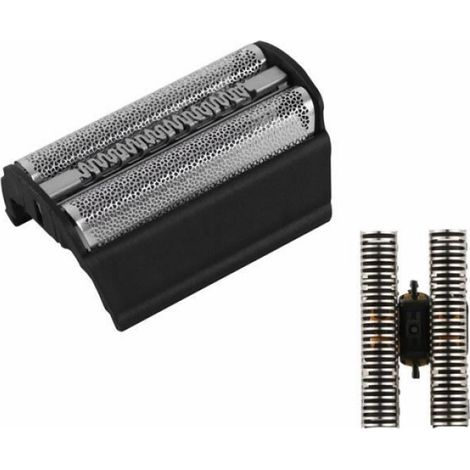Tête de rasage - Écran en aluminium - Lame en acier inoxydable - Pour rasoirs électriques à tête amovible - Lot de 2 pièces - Noir et argent (1/4)
