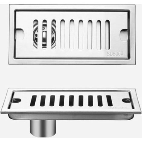 Walk-in Shower Drain with Hair Filter, Stainless Steel Shower Drain, Walk-in Shower Siphon, 10 x 20 cm (1/4)