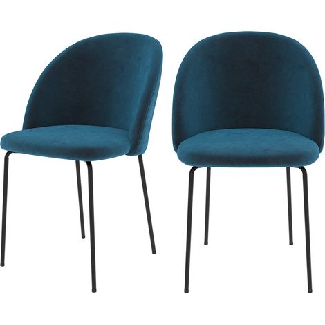 Lot de 2 chaises en velours bleu foncé - KARL (1/5)