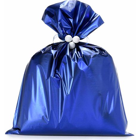 Busta a sacchetto regalo metallizzata blu opaco. Ideale per confezioni regalo, set da 50 pezzi, cm 45 x 60 H