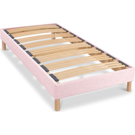 BELLECOUR LITERIE Sommier à lattes en bois LUMIERE 90x200 cm Coloris Rose Livré en kit (1/3)