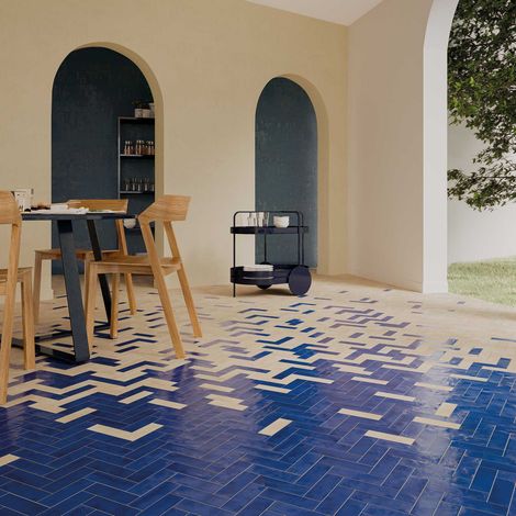Carrelage grès cérame effet BEJMAT 15x5cm - Azur - Brillant / Poli - boîte de 0.47 m2 - Gioia Materia