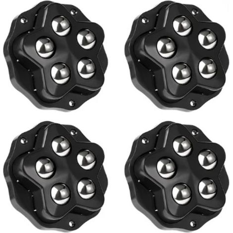 Set 4 Ruote Multidirezionali 360° Con 5 Sfere Acciaio Portata 300 Kg
