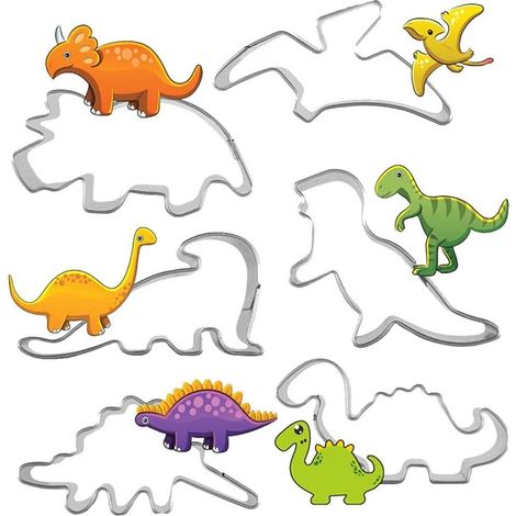 6 Pièces Emporte-pièce, Acier inoxydable 304, Formes dinosaures, Pour biscuits, Sandwichs, Pâte à sucre, Décoration culinaire (1/5)