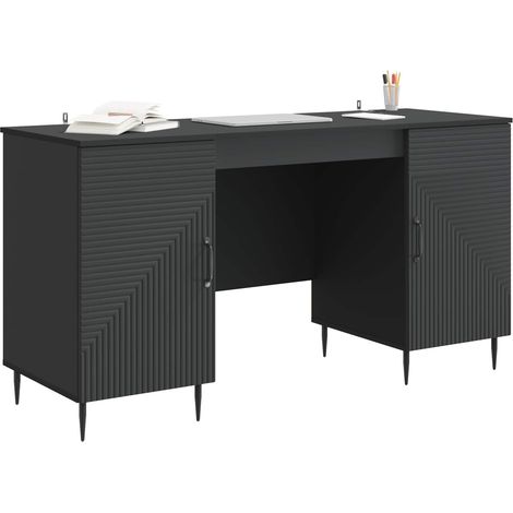 Maison Exclusive - Schreibtisch mit Regal Schwarz 142,5 x 50 x 75