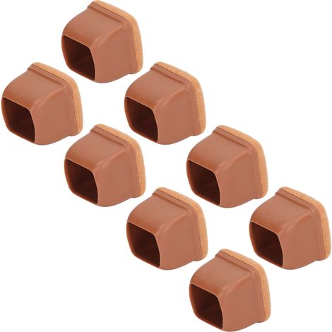 Ensemble de 8 protections pour pieds de chaises, tabourets et tables : silencieuses, épaisses, carrées et marron. (1/5)