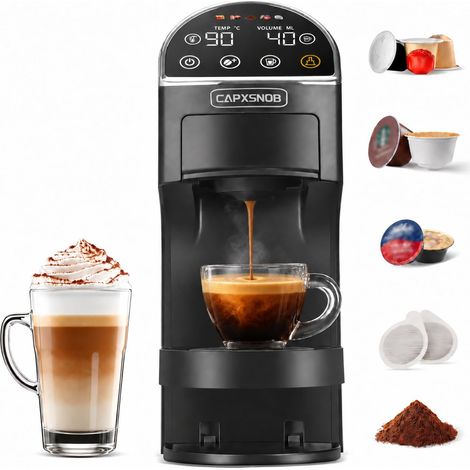 Machine à capsules 5 en 1 pour Original, Dolce Gusto, A Modo Mio, ESE 44 mm dosettes et poudre de café, 20 bar, 1400 W, 1,2 l, écran tactile et débitmètre, sans BPA, machine à café (1/5)
