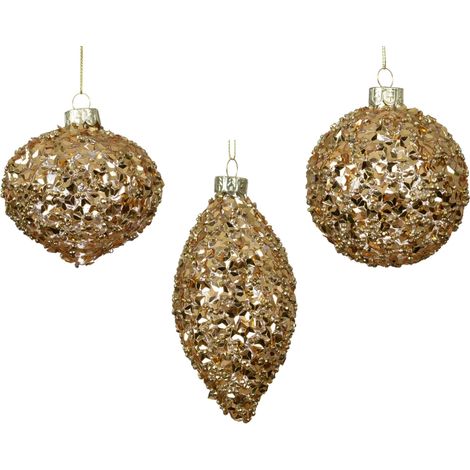 pallina di natale in vetro con paillettes oro D 8 cm oro Peraga Christmas