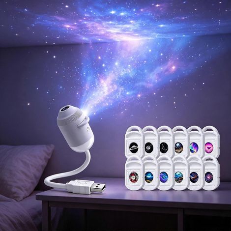 Lampe de projection d'étoiles galaxie HD USB 12 en 1 veilleuse LED d'ambiance projecteur d'étoiles LED plug & play (1/5)
