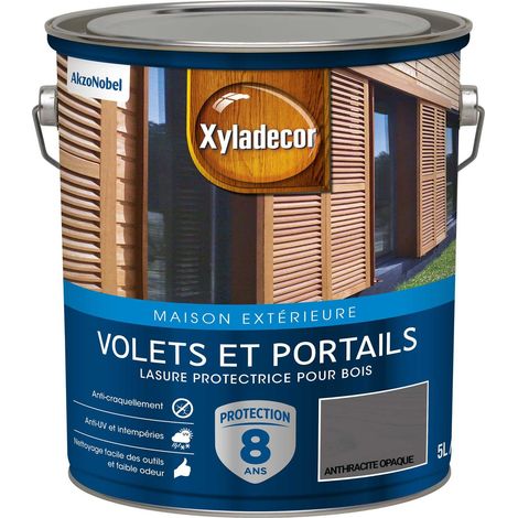 Lasure protectrice pour bois extérieur - Volets et Portails - aspect satin anthracite opaque 5 L - Xyladecor (1/5)