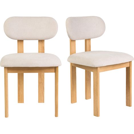 Sedie in tessuto effetto velluto testurizzato beige e legno chiaro frassino (lotto di 2) NORMI