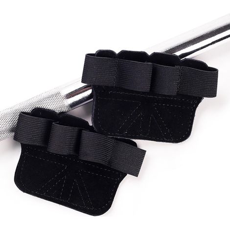 Protège-poignets de musculation en cuir noir, anti-dérapants, pour protéger les mains lors de l'haltérophilie et du levage de poids