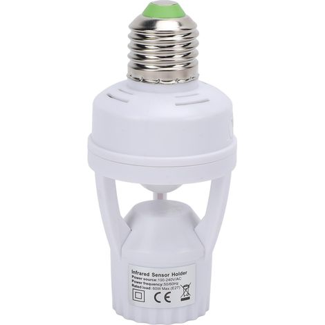 Douille de Lumière à Détecteur de Mouvement, LED à économie D'énergie 60 W E27, Adaptateur D'ampoule activé par le Mouvement, adapté à un Usage Domestique, fabriqué en Matériau (1/5)