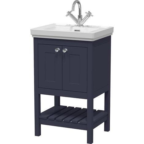 500mm Bathroom Vanity Unit Wash Basin Sink Cabinet Furniture Blue Traditional (1/4)