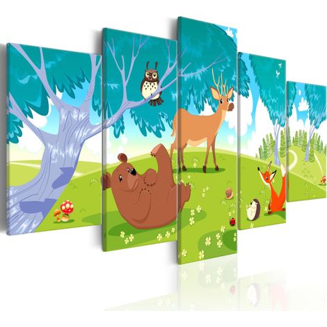 Tableau Imprimé 5 Panneaux "Friendly Animals" 50 x 100 cm (1/2)