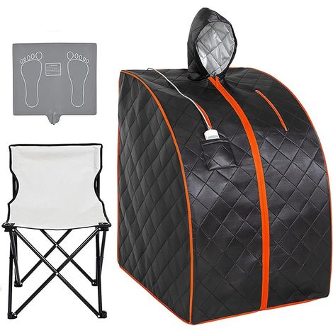 Kit de sauna portatif Sauna infrarou personnel for la maison, tente de spa de sauna portable avec chapeau, coussin de pied chauffant for chaise améliorée for la relaxation et la désintoxication du spa
