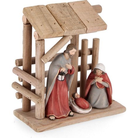 Natività con Capanna in poliresina "Mirabelle" per presepe -Con stella cometa (1/2)