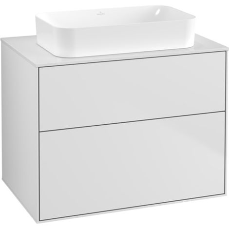 Finion, Mobile lavabo, 800 x 603 x 501 mm, Angolare, senza foro rubinetto, modello sospeso, In legno, Laccato Bianco Opaco (1/5)