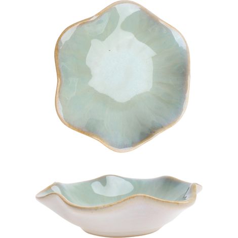 Support Cuillère Céramique - 11 cm Diamètre - Blanc Avec Décoration Verte - Pour Plan De Travail - 1 Pièce (1/5)