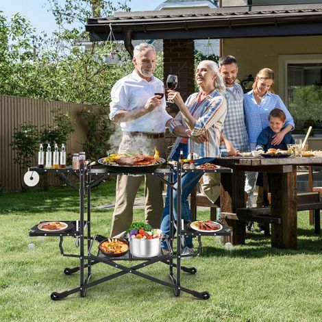 Camping Kitchen Table w/ 4 Side Tables & Storage Rack (1/5)