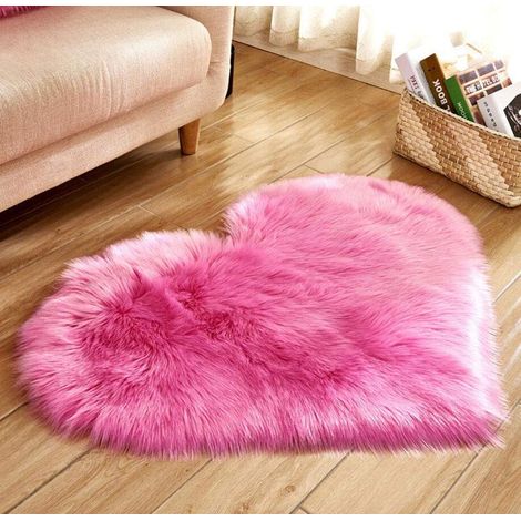 Tappeto in finta pelliccia di pecora, cuscino in finta pelliccia, decorazione per divano n. 29 (rosa scuro, 30 x 40).