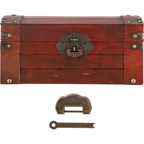 Coffret à Bijoux en Bois Vintage Boîte de Rangement pour Bijoux Organiseur Décoratif avec Serrure S 1 (1/5)