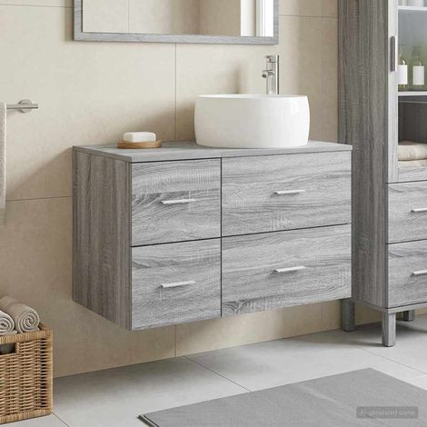 Beyamis Ensemble de meubles de salle de bain 2 pièces, gris (1/5)