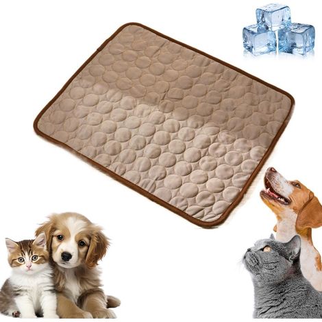 Alfombrilla refrescante para mascotas, alfombrilla de verano para perros y gatos (para exteriores e interiores), colchoneta para dormir (marrón, 70 × 55 cm) (1/5)