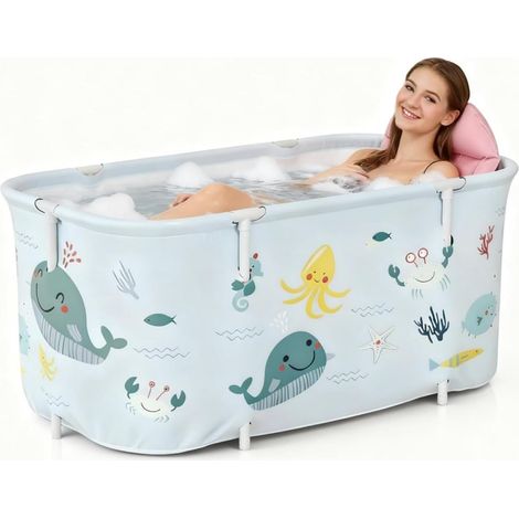 Baignoire Pliante Adulte 140 x 50 x 55 cm, Isolée, Dossier et Coussin (1/5)