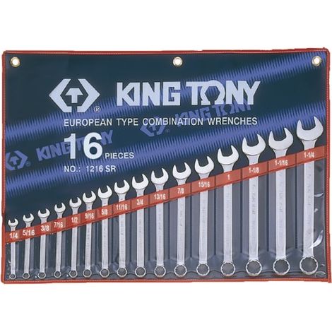 Trousse de 16 clés mixtes en pouces 1/4 à 1-1/4' – Nylon durable – Pour espaces confinés et chantiers humides – King Tony