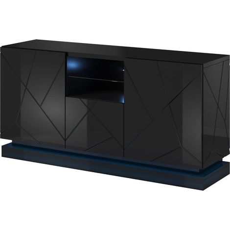 Cómoda QIU 2D1K negro brillante + LED (1/4)