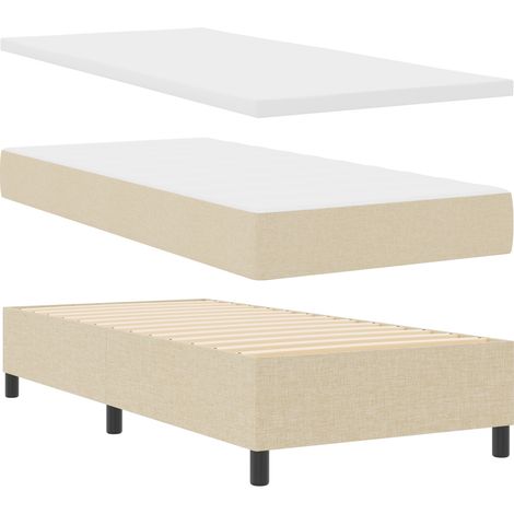Cama con Base Tapizada con Colchón y Banco Beige 80x200 cm Tela vidaXL (1/5)
