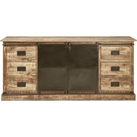 SUMATRA - Buffet 2 Portes Manguier et Métal Noir (1/5)