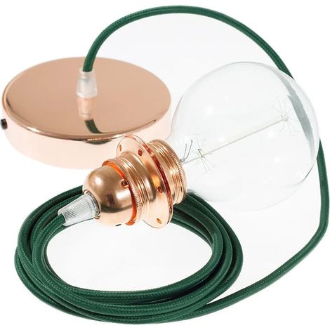 Lampe creative-cables rm21 grünes Textilkabel poliertes Kupfer (1/3)