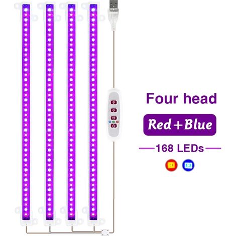 Lampes de croissance pour plantes Lampe de croissance LED (Bleu Rouge 4) Spectre complet USB 5V pour plantes d'intérieur, semis et serres (Fitolampy). (1/5)