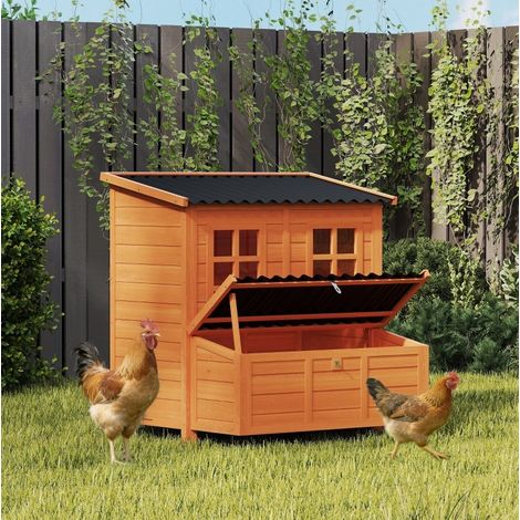 Poulailler avec pondoir pour 4 à 6 poules, 100 x 86 x 100 cm, orange (1/4)