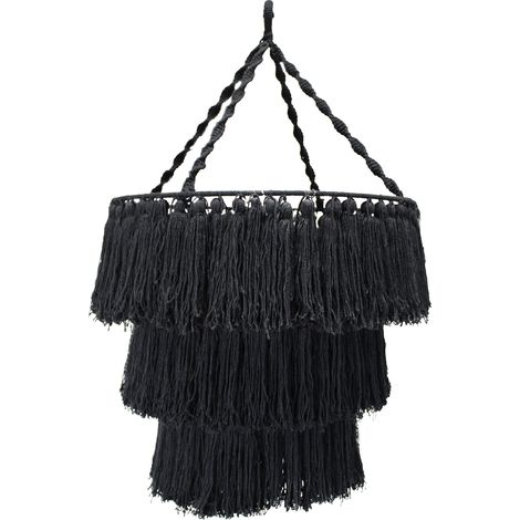 Lustre doux en macramé - Noir- Vendu par 1 (1/3)