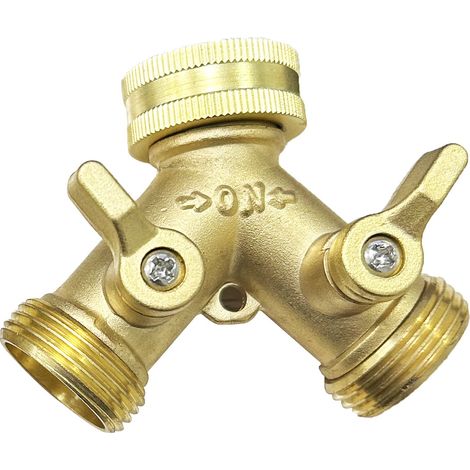 Conector en Y de 2 vías JSSEVN-3/4" para manguera de jardín, conexión doble para lavadora, con válvulas de encendido/apagado, para conectar 2 electrodomésticos. (1/4)