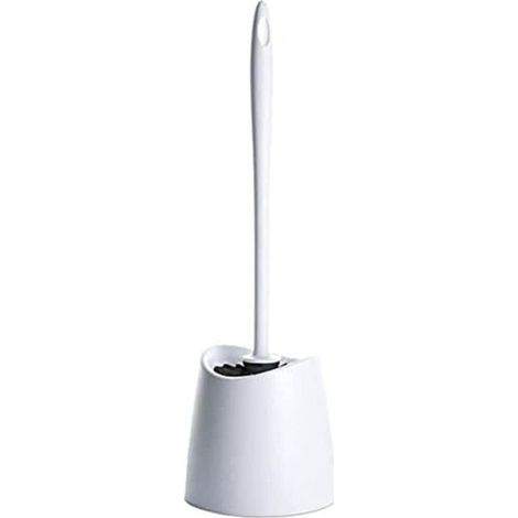Brosse WC Standard, Polypropylène, Brosse Noire, sans BPA, . Blanc. Dimension 12 x 12 x 38 cm (1/4)