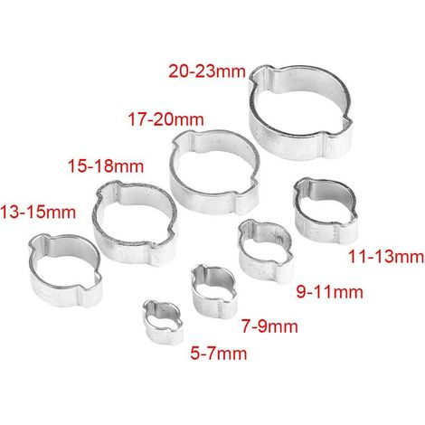 Colliers de serrage à double oreille, 10 pièces Clip de tuyau Clip de tube en acier inoxydable pour collier de serrage Tuyaux en silicone ou en caoutchouc (11-13 mm) (1/5)